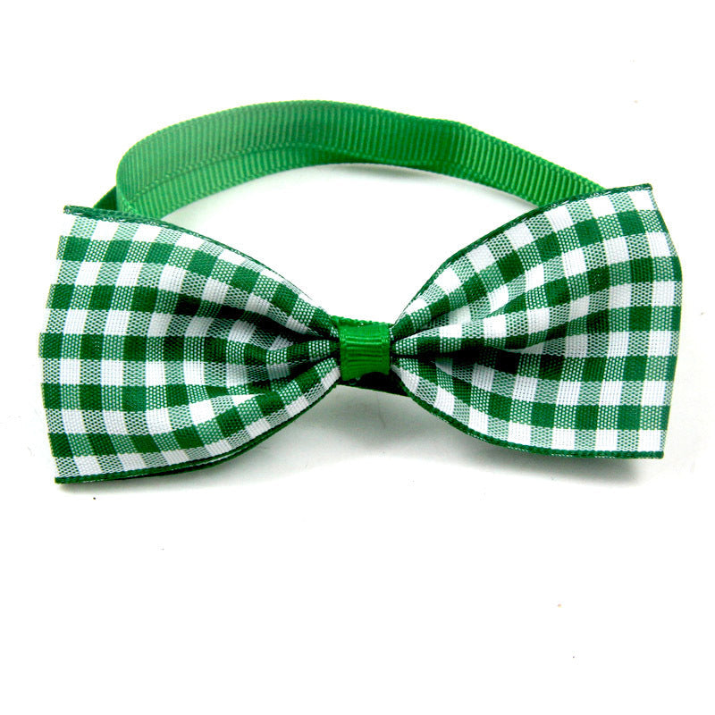 KFX-5404221 Plaid Pet Scarf with Bow Tie for Cats and Dogs - Stylish Polyester Fiber Accessory
