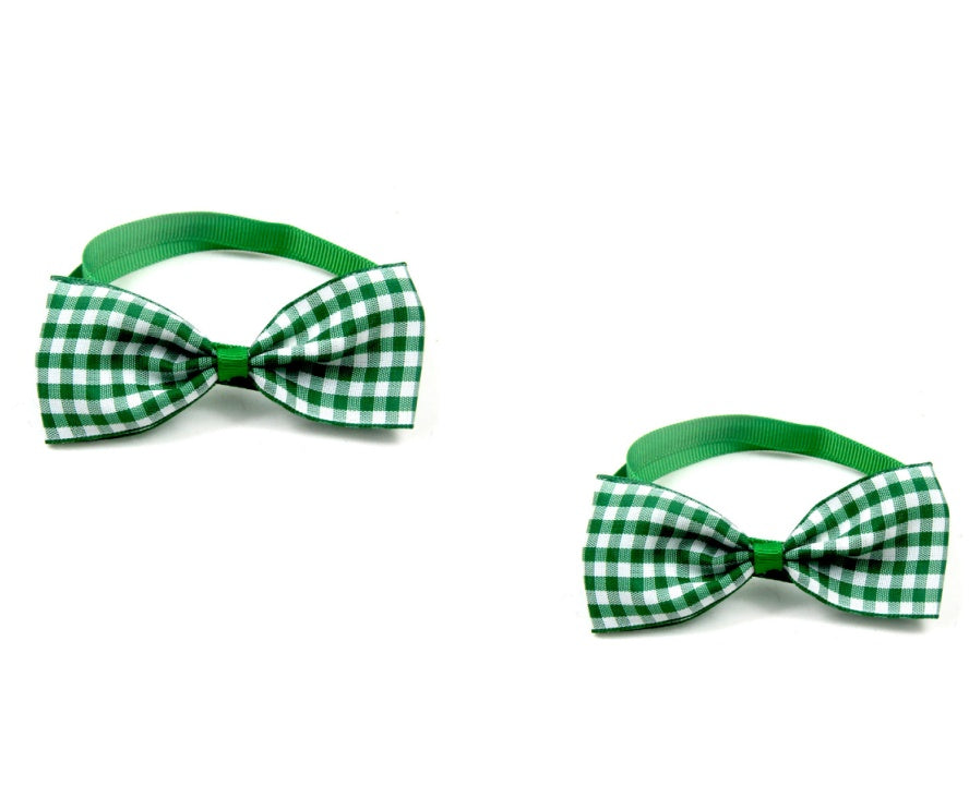 KFX-5404221 Plaid Pet Scarf with Bow Tie for Cats and Dogs - Stylish Polyester Fiber Accessory