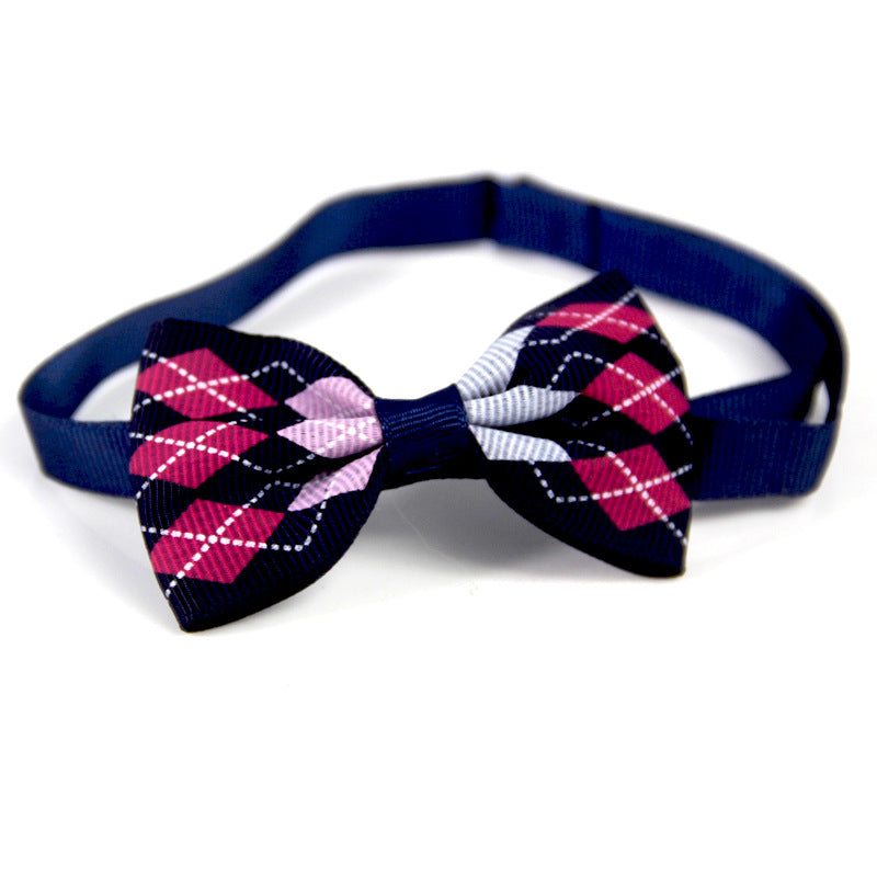 KFX-5404221 Plaid Pet Scarf with Bow Tie for Cats and Dogs - Stylish Polyester Fiber Accessory