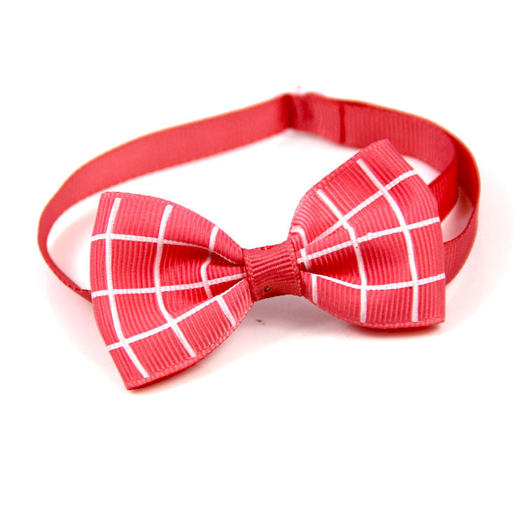 KFX-5404221 Plaid Pet Scarf with Bow Tie for Cats and Dogs - Stylish Polyester Fiber Accessory