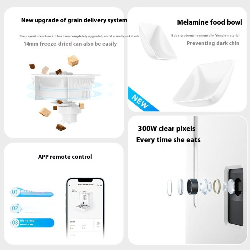 KFX-5405757 Wireless Smart Automatic Pet Feeder with WiFi and Video for Cats