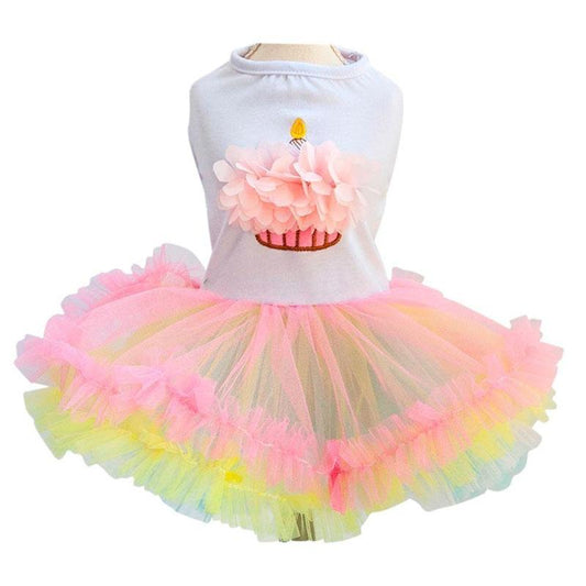 KFX-5408317 Floral Cotton Cupcake Tutu Dress for Dogs - Stylish and Comfortable All Seasons