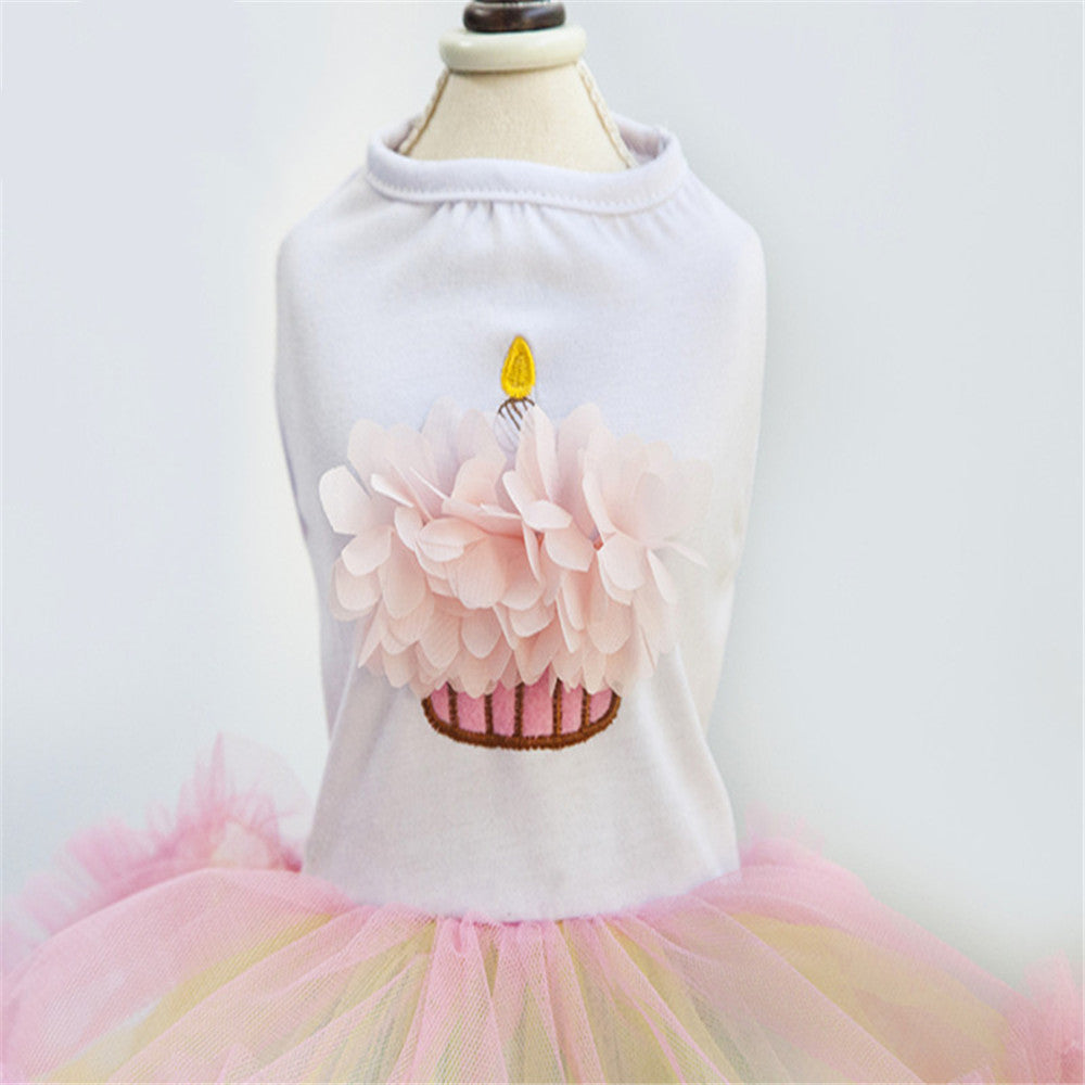 KFX-5408317 Floral Cotton Cupcake Tutu Dress for Dogs - Stylish and Comfortable All Seasons