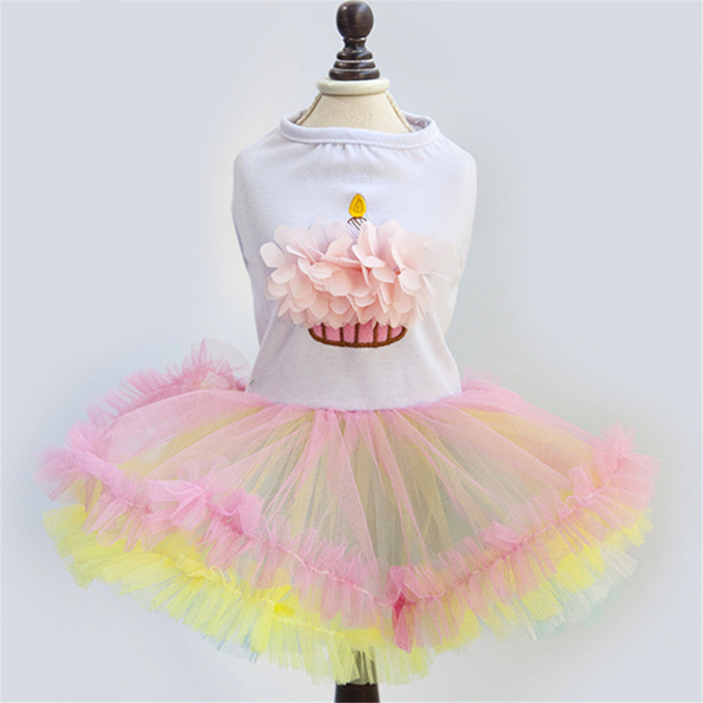 KFX-5408317 Floral Cotton Cupcake Tutu Dress for Dogs - Stylish and Comfortable All Seasons