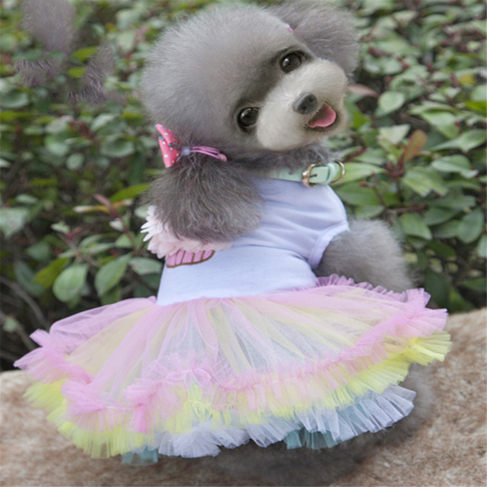 KFX-5408317 Floral Cotton Cupcake Tutu Dress for Dogs - Stylish and Comfortable All Seasons