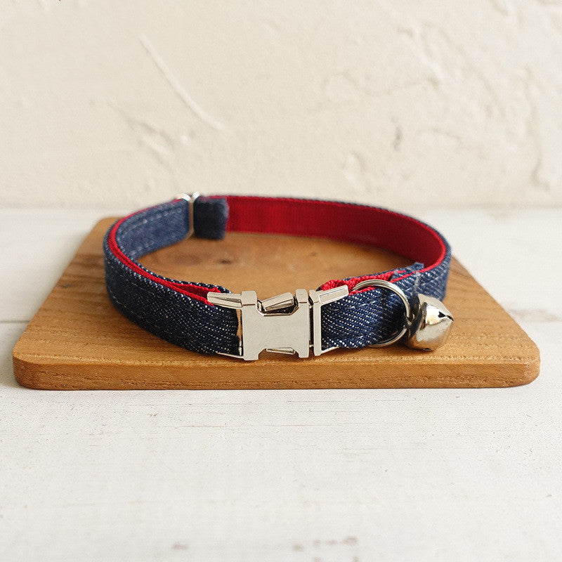 KFX-5409725 Adjustable Denim Pet Collar for Cats - Durable, Stylish, and Comfortable