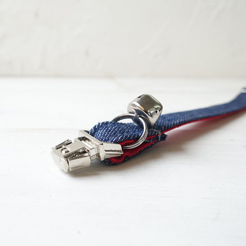 KFX-5409725 Adjustable Denim Pet Collar for Cats - Durable, Stylish, and Comfortable