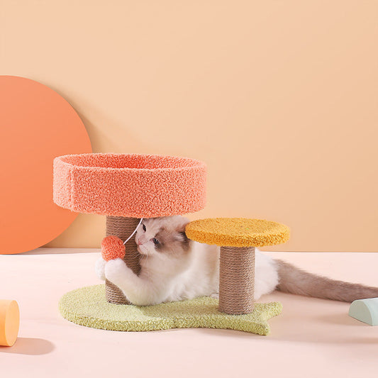 KFX-5411005 Climbing Frame with Nest - Plush Fish Design, Double Layer & Single Platform, 40*26*27cm