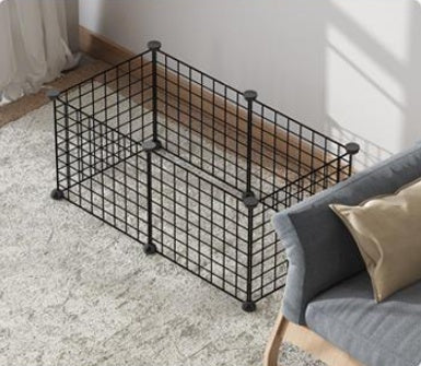 KFX-5411389 Creative DIY Indoor Pet Wire Fence for Cats and Small Dogs - Black, 17 to 53 Pieces Available