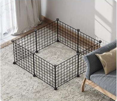 KFX-5411389 Creative DIY Indoor Pet Wire Fence for Cats and Small Dogs - Black, 17 to 53 Pieces Available