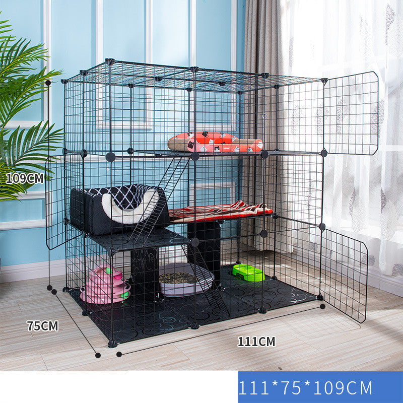 KFX-5411389 Creative DIY Indoor Pet Wire Fence for Cats and Small Dogs - Black, 17 to 53 Pieces Available