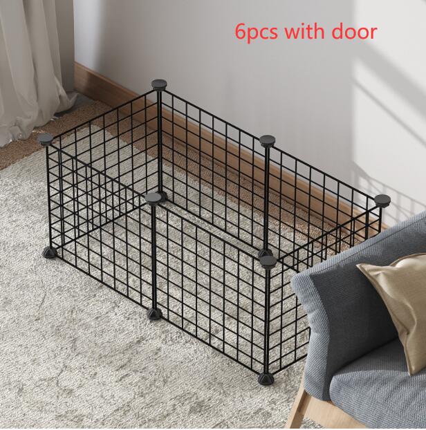 KFX-5411389 Creative DIY Indoor Pet Wire Fence for Cats and Small Dogs - Black, 17 to 53 Pieces Available