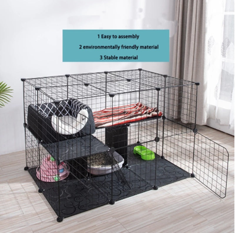 KFX-5411389 Creative DIY Indoor Pet Wire Fence for Cats and Small Dogs - Black, 17 to 53 Pieces Available
