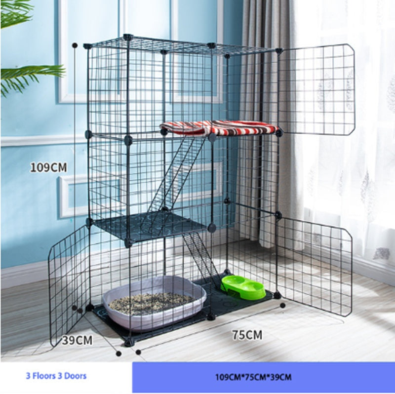 KFX-5411389 Creative DIY Indoor Pet Wire Fence for Cats and Small Dogs - Black, 17 to 53 Pieces Available