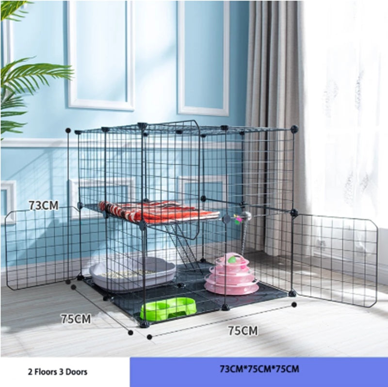 KFX-5411389 Creative DIY Indoor Pet Wire Fence for Cats and Small Dogs - Black, 17 to 53 Pieces Available