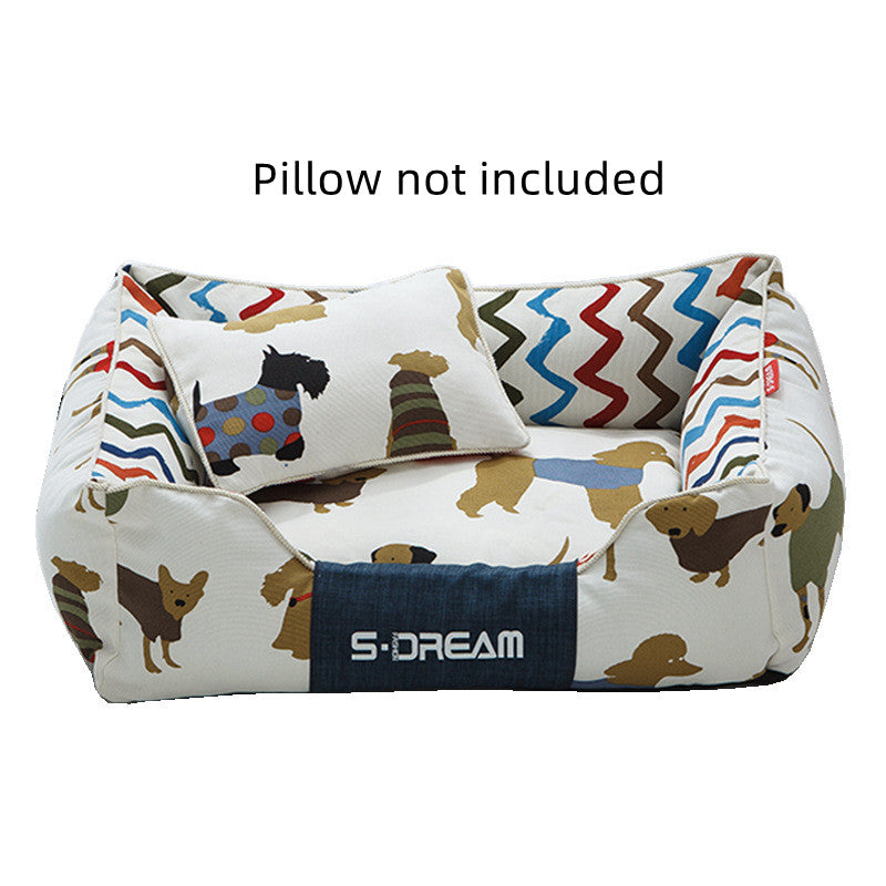 KFX-5411773 Removable and Washable Large Dog Bed with Small Pillow - Cozy Winter Pet Nest