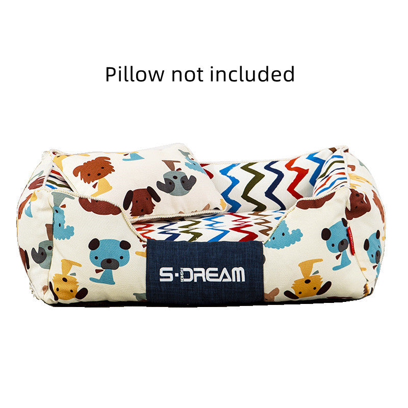 KFX-5411773 Removable and Washable Large Dog Bed with Small Pillow - Cozy Winter Pet Nest
