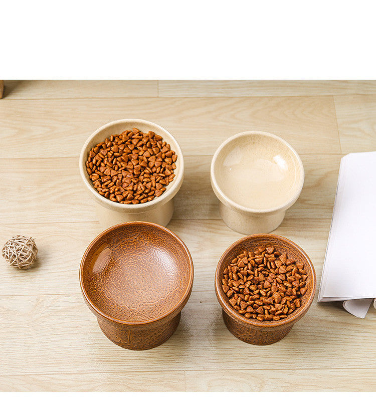 KFX-5413693 Cylindrical Ceramic Cat Bowl in Small and Large Sizes – Available in Leopard and Beige Designs