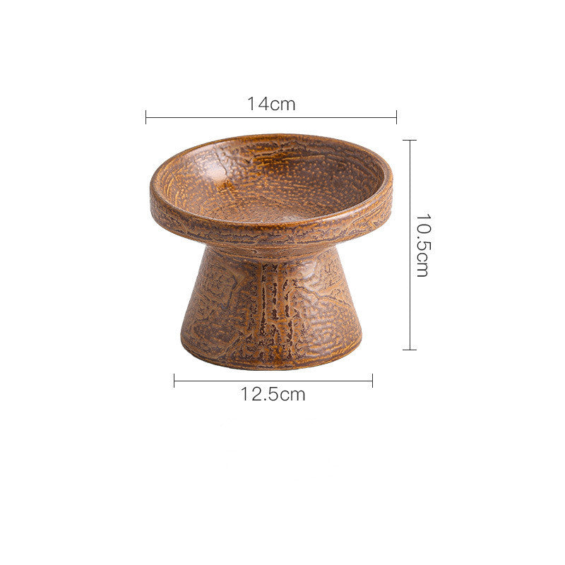 KFX-5413693 Cylindrical Ceramic Cat Bowl in Small and Large Sizes – Available in Leopard and Beige Designs
