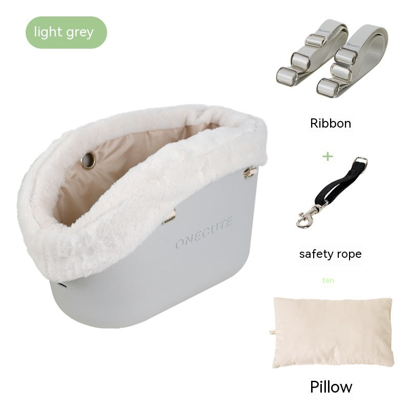 KFX-5413949 Portable One-Shoulder Pet Carrier Bag with Pillow and Warm Cover in Twilight White and Dark Green