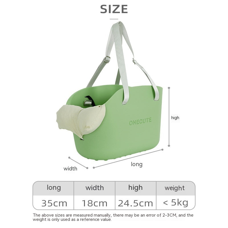 KFX-5413949 Portable One-Shoulder Pet Carrier Bag with Pillow and Warm Cover in Twilight White and Dark Green