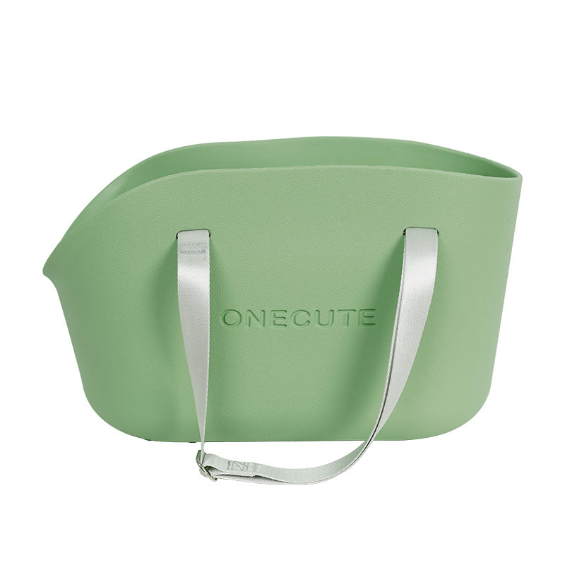 KFX-5413949 Portable One-Shoulder Pet Carrier Bag with Pillow and Warm Cover in Twilight White and Dark Green