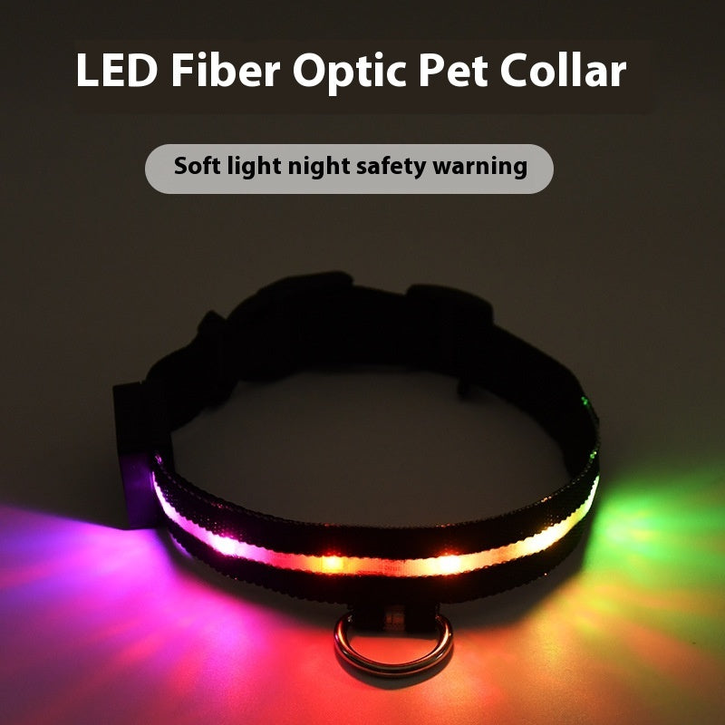 KFX-5415485 Luminous Black Dog Walking Collar with Rope for Halloween, Christmas, and Year-Round Use