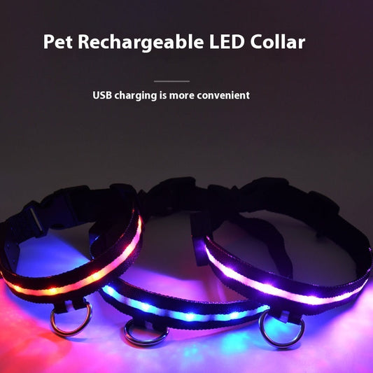 KFX-5415485 Luminous Black Dog Walking Collar with Rope for Halloween, Christmas, and Year-Round Use