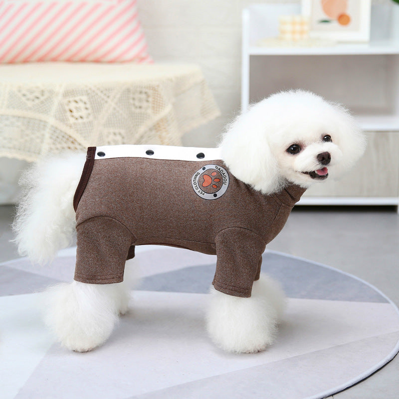 KFX-5415869 Warm and Cozy Winter Teddy Coat for Small Dogs with Adjustable Belly Protector and Reflective Safety Features