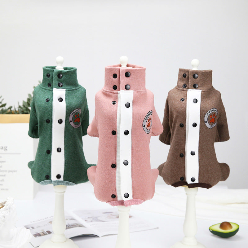 KFX-5415869 Warm and Cozy Winter Teddy Coat for Small Dogs with Adjustable Belly Protector and Reflective Safety Features