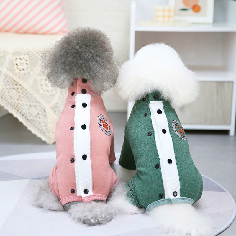 KFX-5415869 Warm and Cozy Winter Teddy Coat for Small Dogs with Adjustable Belly Protector and Reflective Safety Features