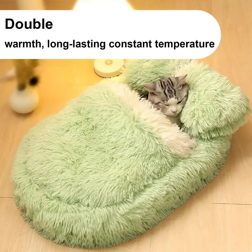 KFX-5417533 Cozy Anti-Slip Pet Nest Bed for Small Dogs and Cats - Perfect for Winter Comfort