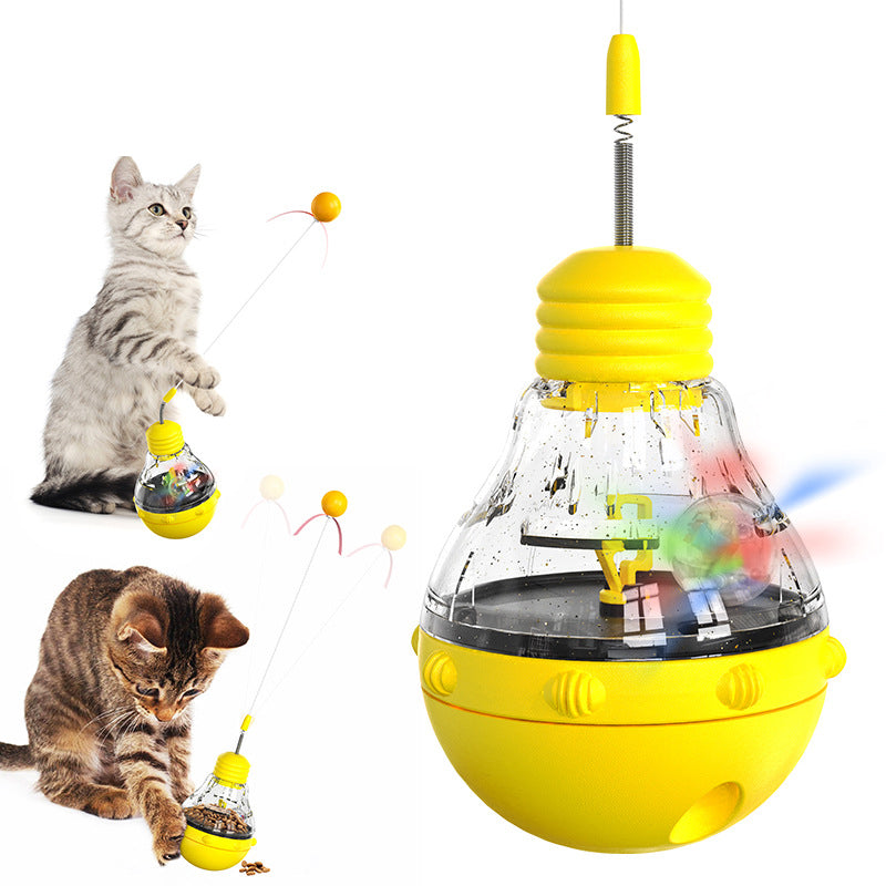 KFX-5420733 Interactive Cat Toy with Slow Food Dispenser, Teaser Wand, and Wobble Design for Indoor Cats