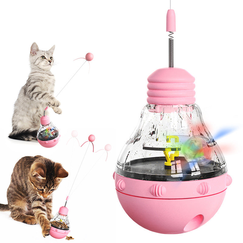 KFX-5420733 Interactive Cat Toy with Slow Food Dispenser, Teaser Wand, and Wobble Design for Indoor Cats