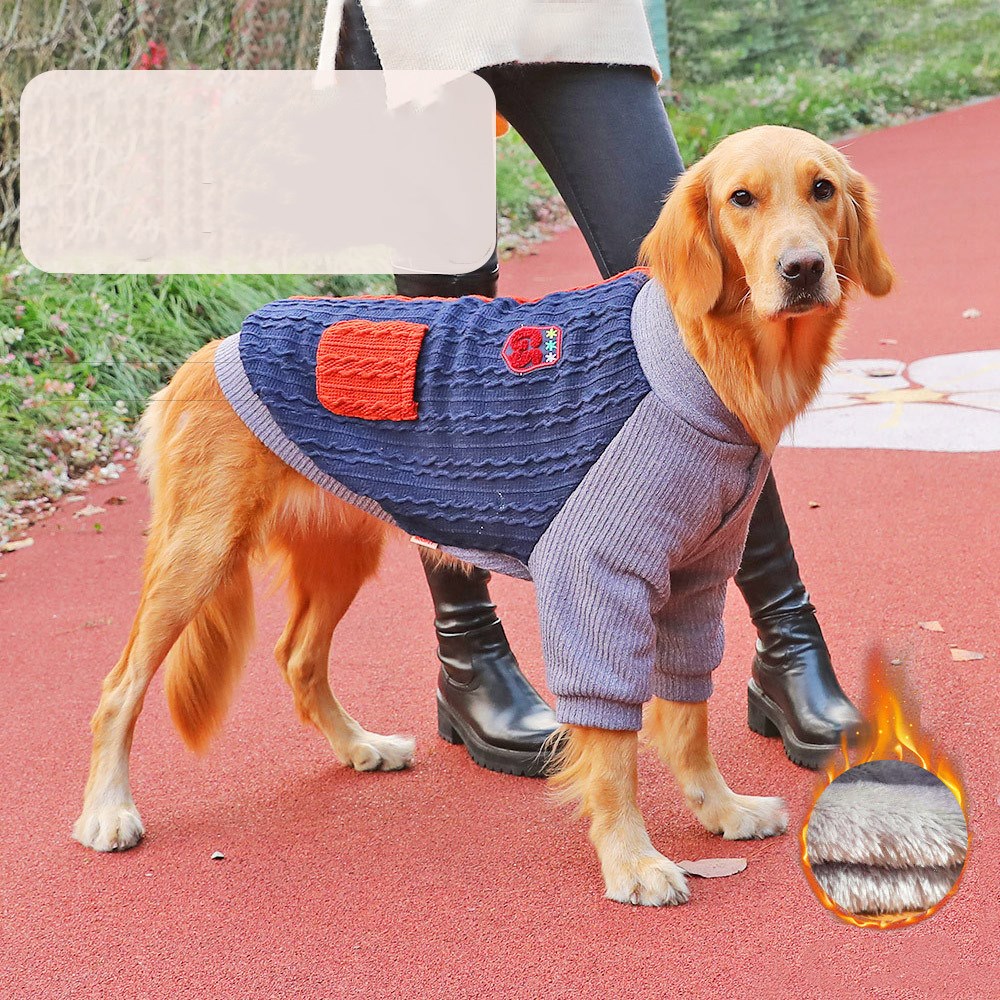 KFX-5421245 Warm Velvet-Lined Winter Coat for Golden Retrievers with Snap Closure
