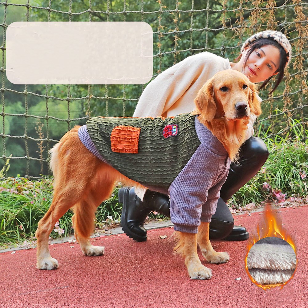 KFX-5421245 Warm Velvet-Lined Winter Coat for Golden Retrievers with Snap Closure