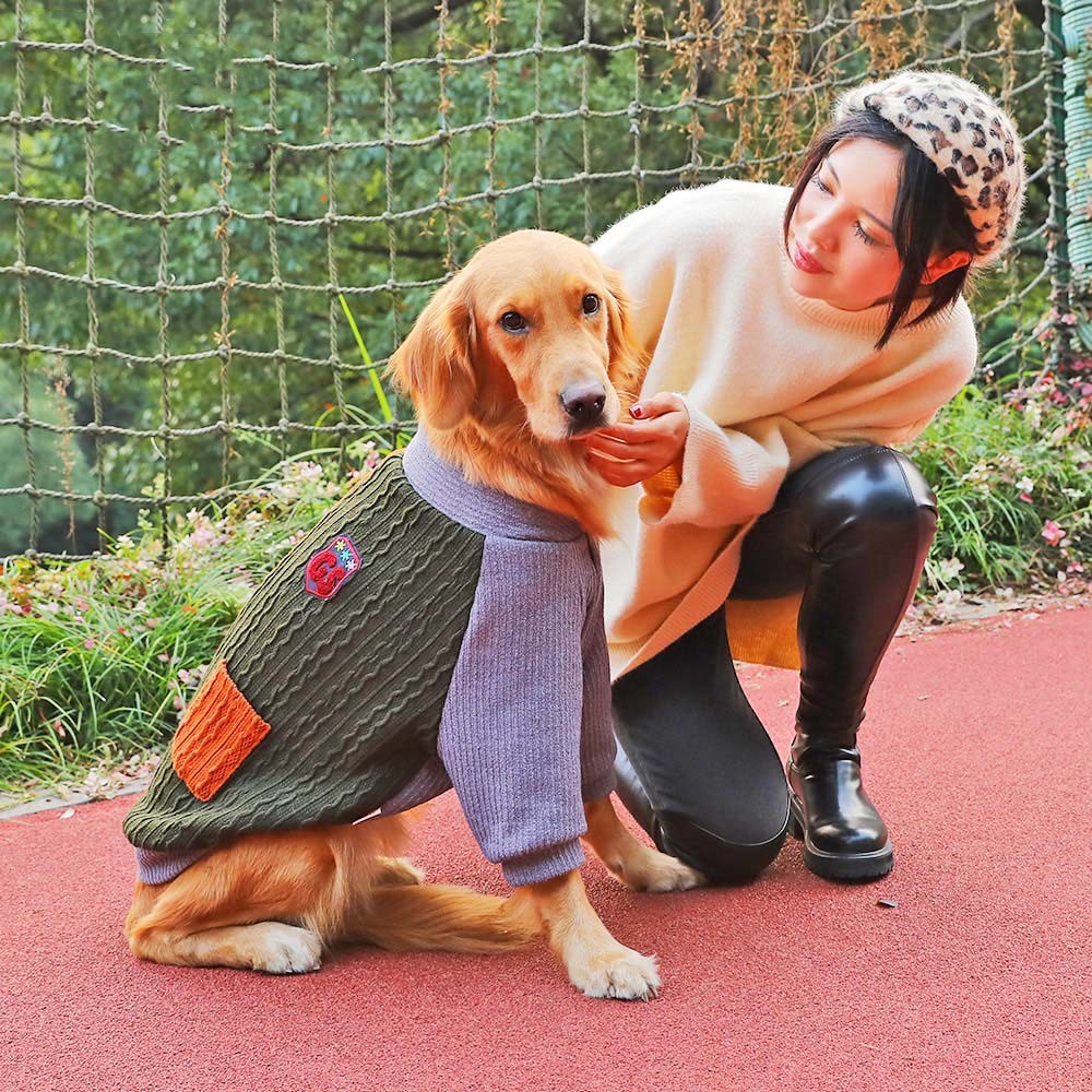 KFX-5421245 Warm Velvet-Lined Winter Coat for Golden Retrievers with Snap Closure