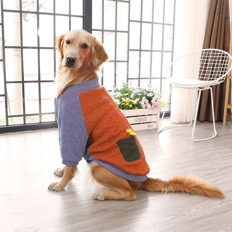 KFX-5421245 Warm Velvet-Lined Winter Coat for Golden Retrievers with Snap Closure