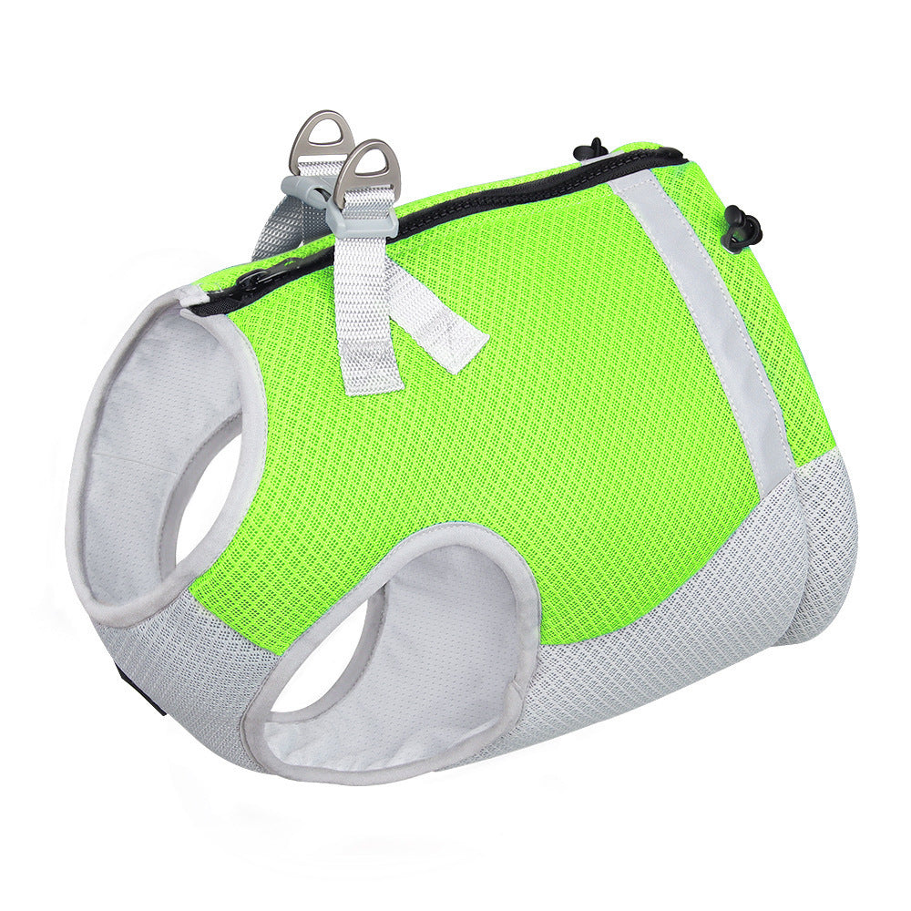KFX-5422525 Summer Pet Cool Traction Vest in Sky Blue, Orange, Fluorescent Green - Ice Silk Material, Sizes S-XL
