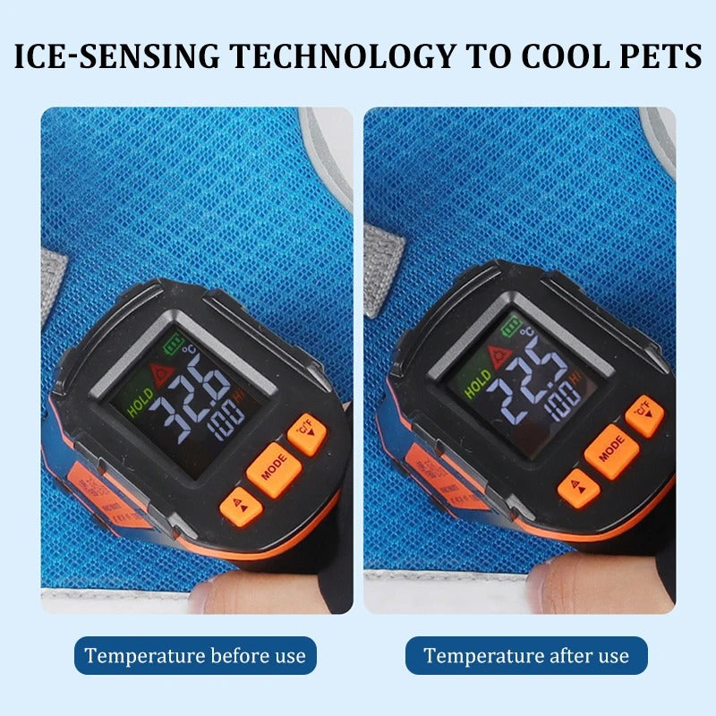 KFX-5422525 Summer Pet Cool Traction Vest in Sky Blue, Orange, Fluorescent Green - Ice Silk Material, Sizes S-XL