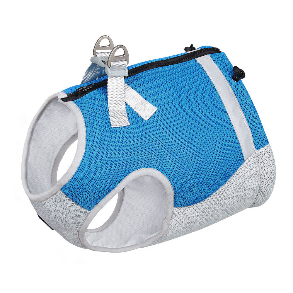 KFX-5422525 Summer Pet Cool Traction Vest in Sky Blue, Orange, Fluorescent Green - Ice Silk Material, Sizes S-XL