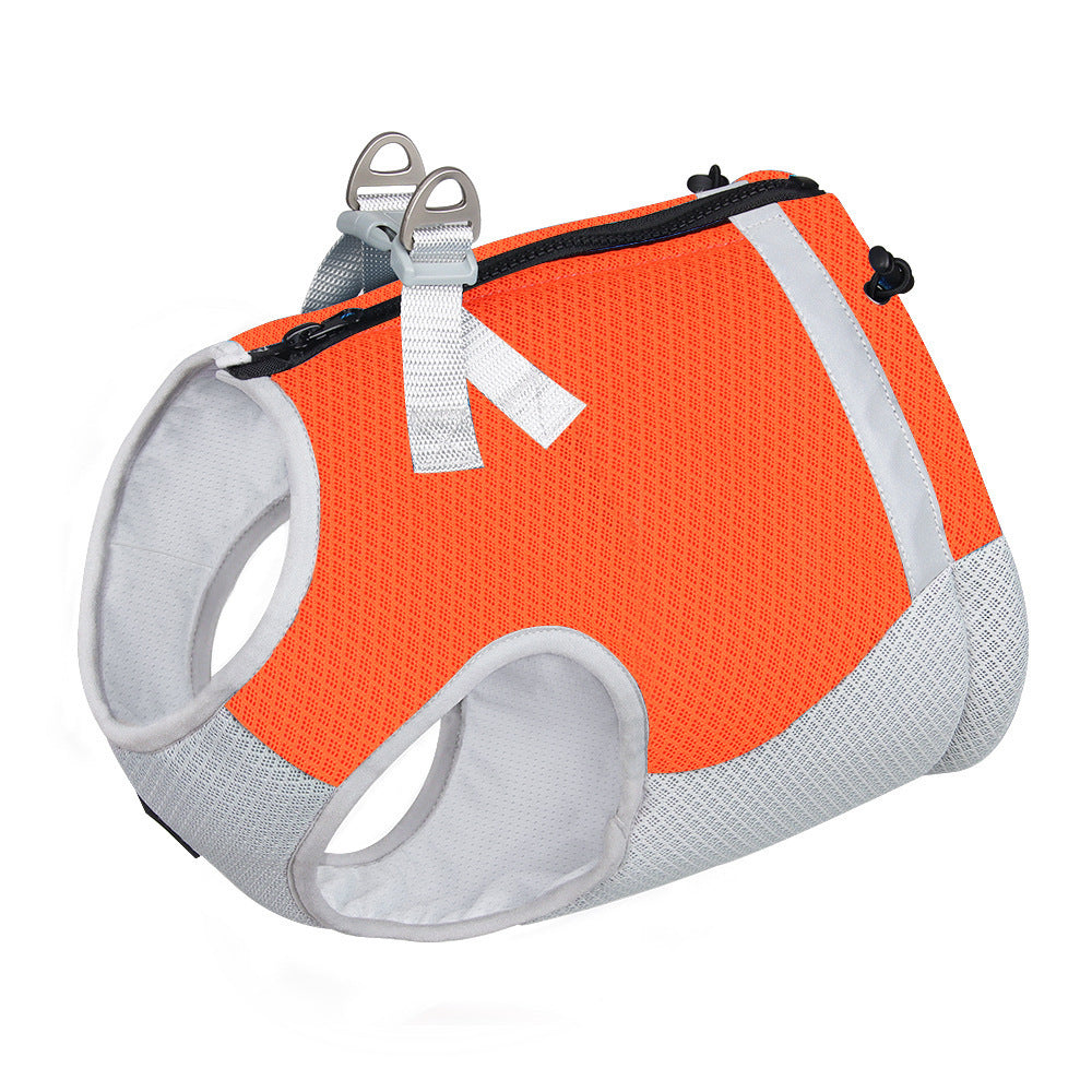 KFX-5422525 Summer Pet Cool Traction Vest in Sky Blue, Orange, Fluorescent Green - Ice Silk Material, Sizes S-XL