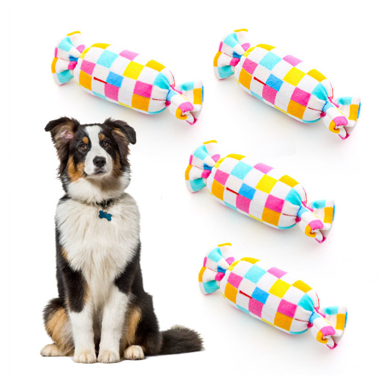 KFX-5422909 Candy Square Puzzle Dog Toy with Sound for Interactive Play and Dental Care