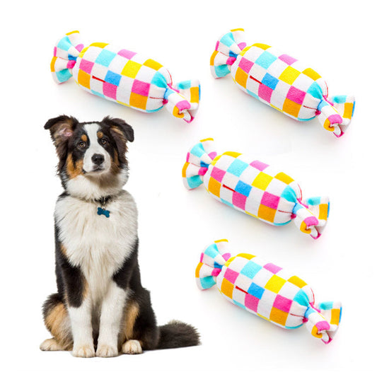KFX-5422909 Candy Square Puzzle Dog Toy with Sound for Interactive Play and Dental Care