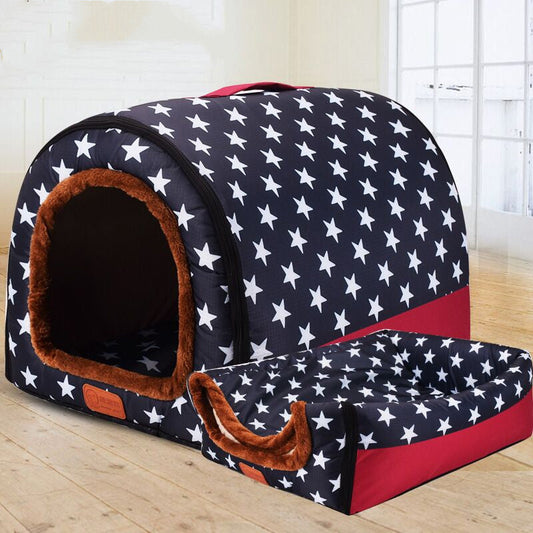 KFX-5423293 Portable Removable Dog House with Washable Fabric for Large Breeds