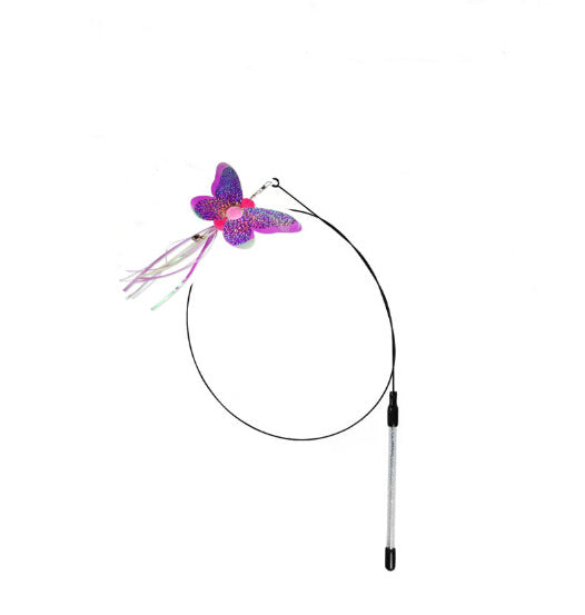 KFX-5424061 Insect Series Funny Cat Stick with Roll-Up Long Steel Wire Feathers
