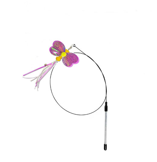 KFX-5424061 Insect Series Funny Cat Stick with Roll-Up Long Steel Wire Feathers
