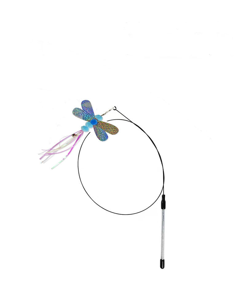 KFX-5424061 Insect Series Funny Cat Stick with Roll-Up Long Steel Wire Feathers