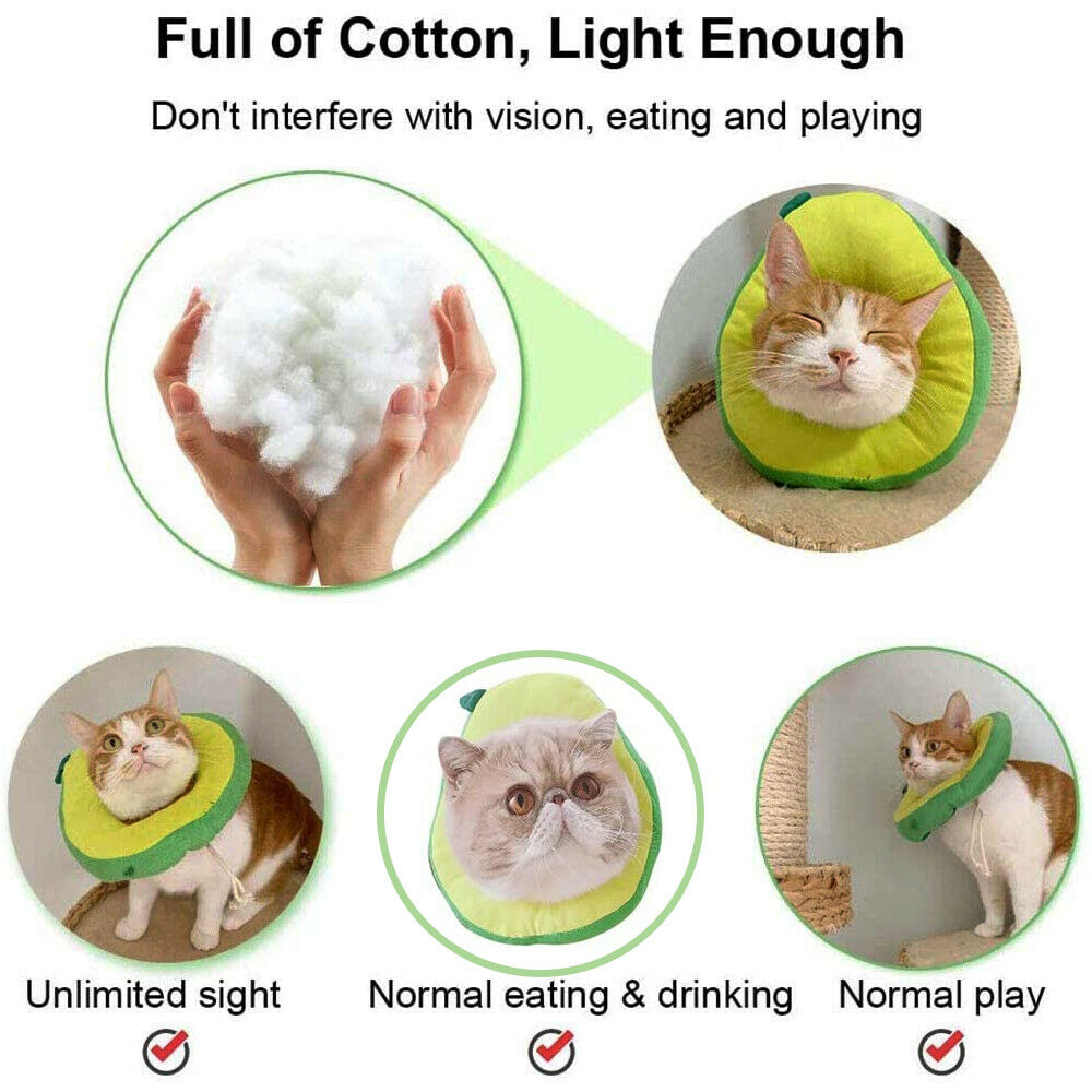 KFX-5424701 Soft Adjustable Pet Recovery Collar for Cats and Small Dogs – Lemon Design E-Collar for Post-Surgery Care and Wound Healing