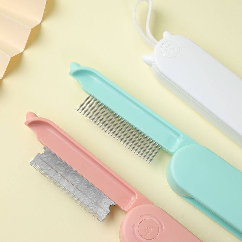 KFX-5424829 Dual-Teeth Pet Dematting Comb for Dogs and Cats - Ergonomic Non-Slip Handle for Easy Grooming